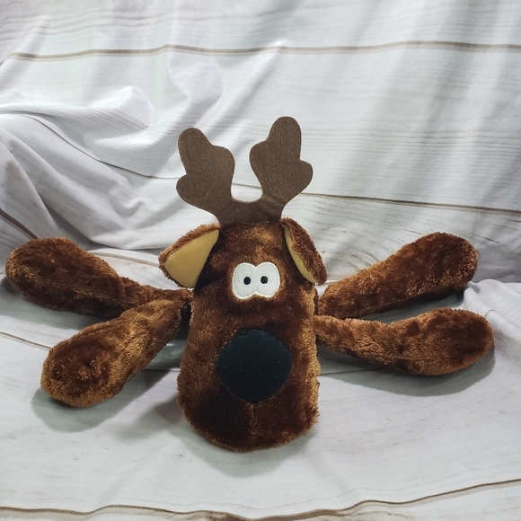 Hallmark Rodney Reindeer Plush Stuffed Animal Red Green Striped Scarf 10 Inch #2 - Picture 2 of 10